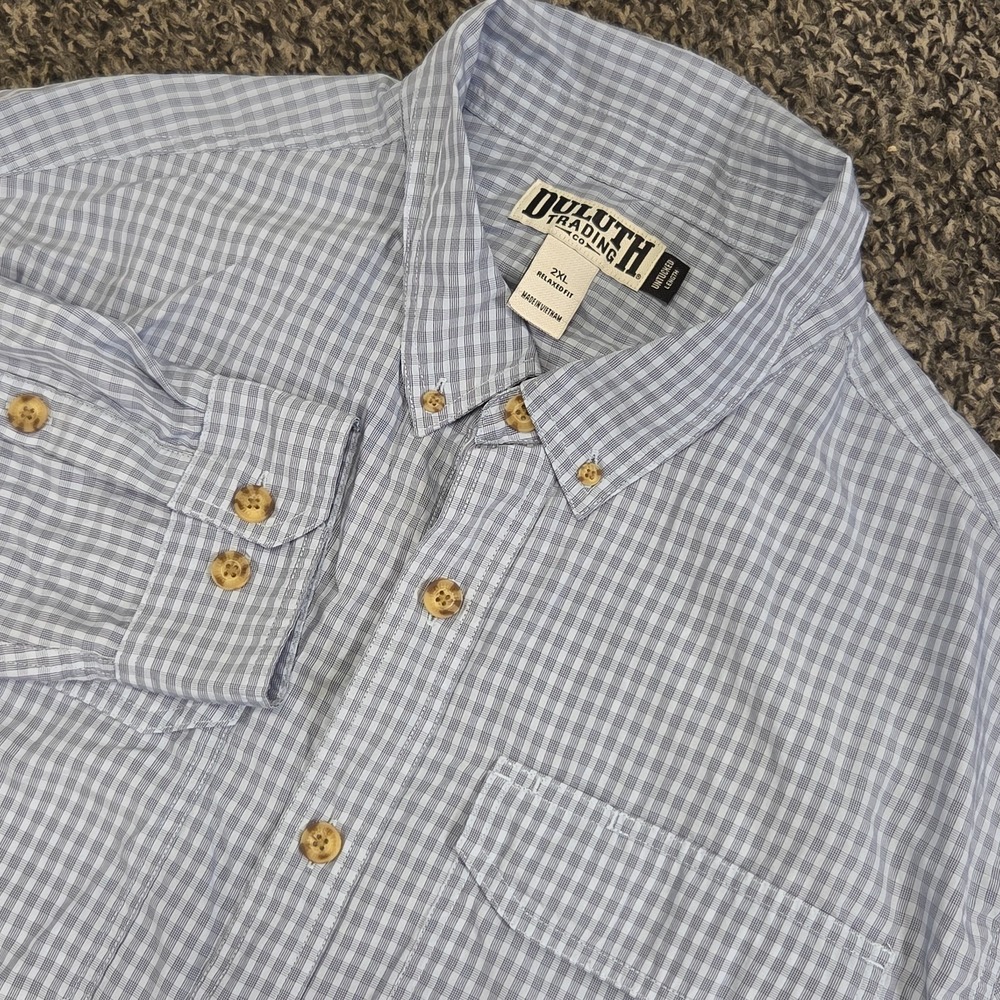 Duluth Mens Long Sleeve Untucked Relaxed Fit Armachillo Plaid Button Down 2XL